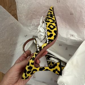 Amina Muaddi Gilda Mule LE MyTheresa Leopard Print Studio 54 38.5